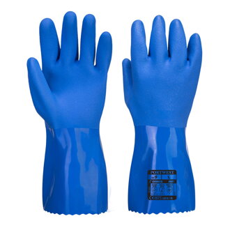 Modré PVC Chem rukavice Portwest A881