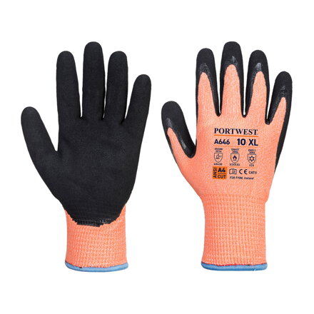 Vis-Tex Winter HR Cut nitrilová rukavica Orange/Black Portwest A646