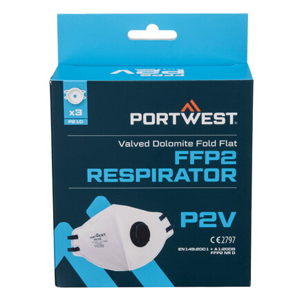 P210 Respirátor s ventilom FFP2 Dolomit plochý (Ks3)