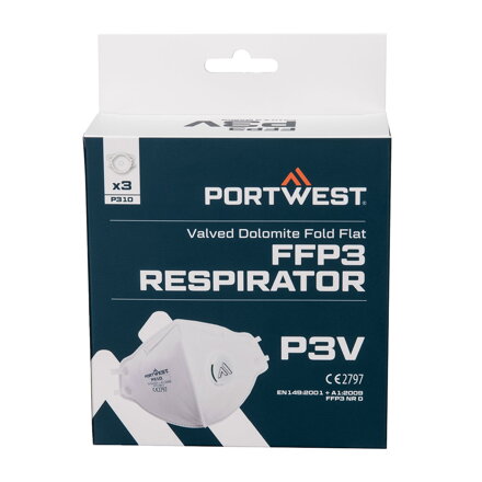 P310 FFP3 Dolomit plochý respirátor s výdychovým ventilom (3ks)