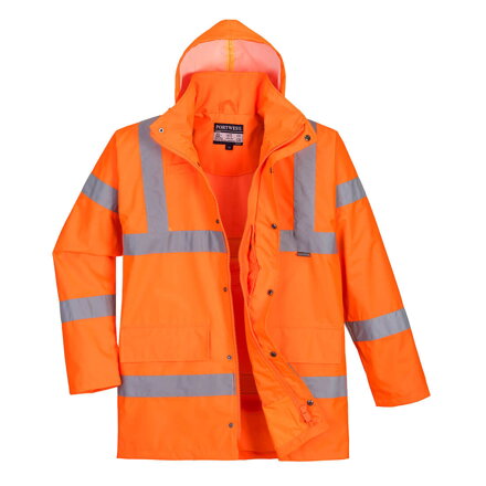 Hi-Vis priedušná interaktívna dopravná bunda do dažďa