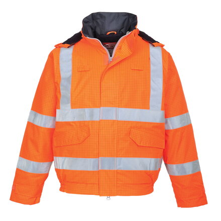 Nehorľavá antistatická vetrovka Bizflame Rain Hi-Vis