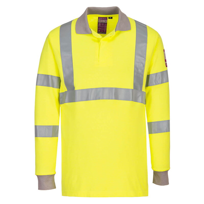 Nehorľavá antistatická Polokošeľa s dlhým rukávom Hi-Vis